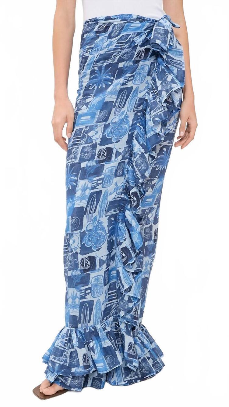 NEW CONIGLIO ruffle power pareo in seaside cobalt cruise